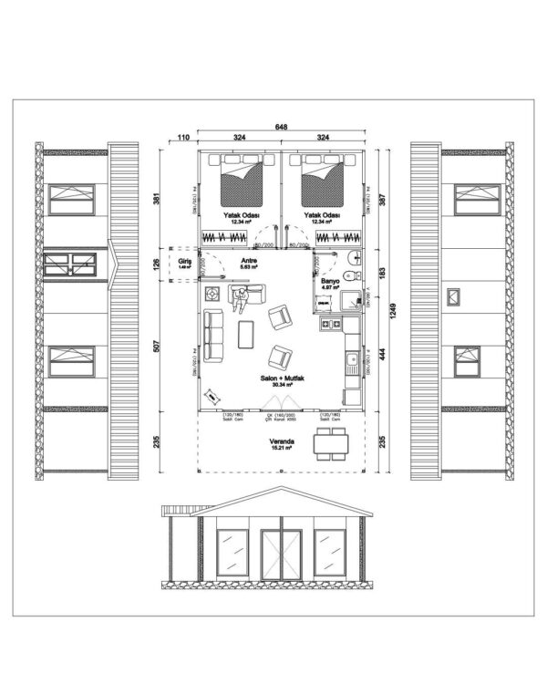 82 m2 Kampanyalı Prefabrik Ev - Görsel 13